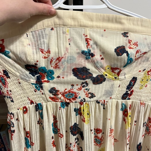 Free People Flowy Bohemian Tube Top with Flower Pattern, Size L - Picture 2 of 3